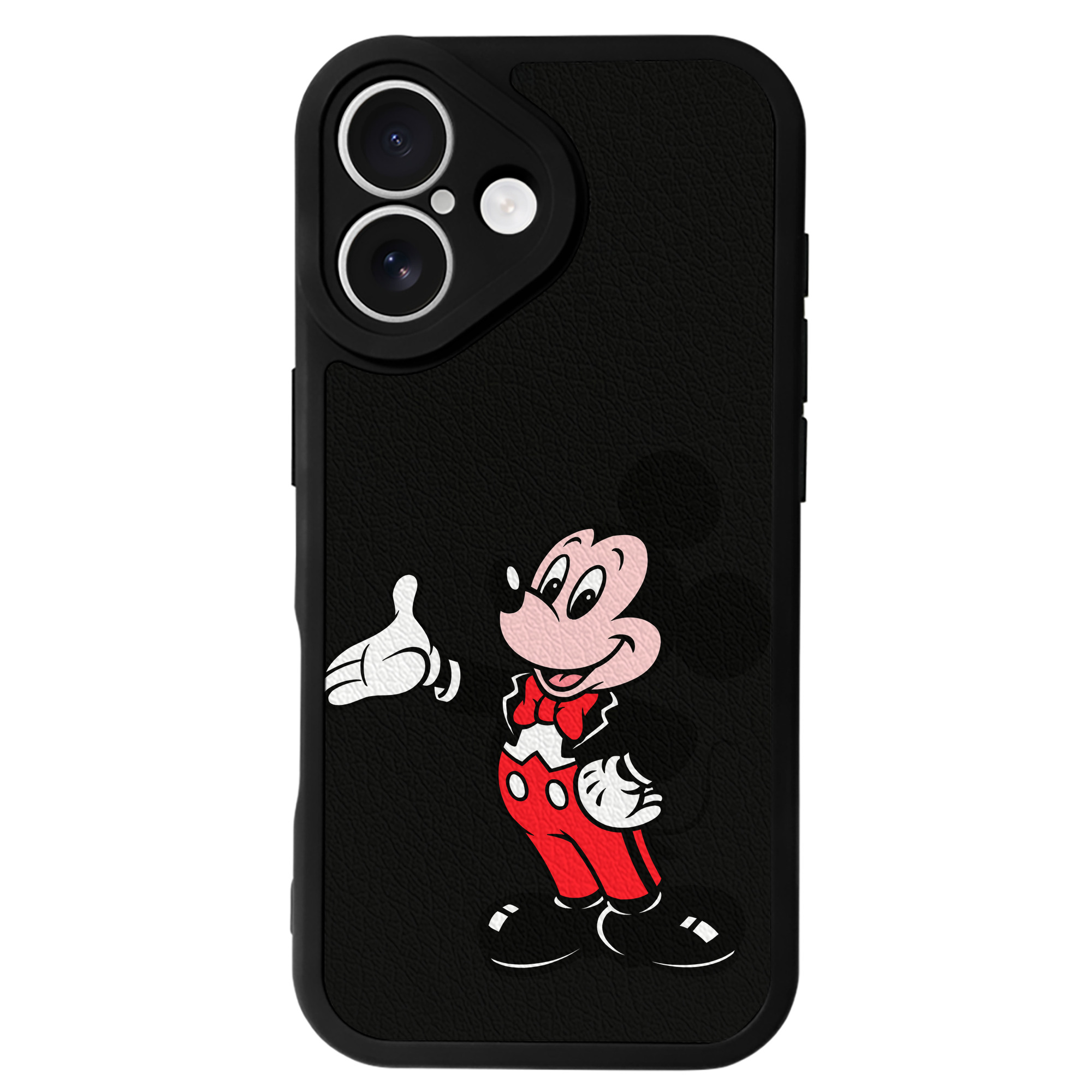 （画像用） ミッキーマウス Mickey Mouse 【iPhone 16シリーズ対応】シリコンスマホケース（レザー調） 材質：シリコン